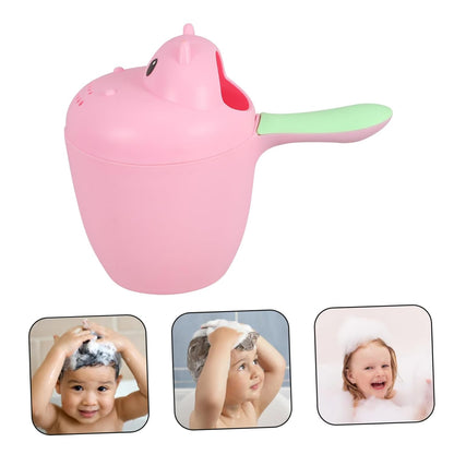 Hippo Shaped Baby Bath Rinser Cup for Hair Washing Pink PP
