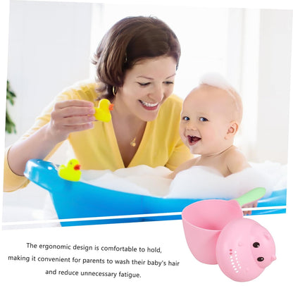 Hippo Shaped Baby Bath Rinser Cup for Hair Washing Pink PP