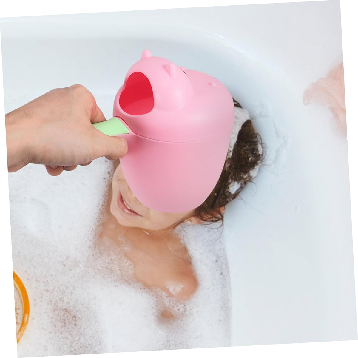 Hippo Shaped Baby Bath Rinser Cup for Hair Washing Pink PP