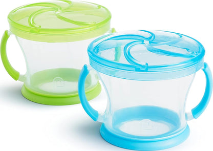 Snack Catcher Toddler Snack Cups, No Spill, 2 Pack, Pink/Purple
