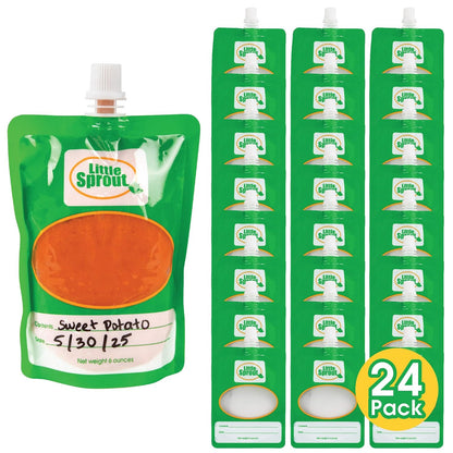 Disposable Baby Food Pouches (24ct) - Make Your Own 6 Ounce Squeezies - Works with all Fill Stations including Infantino