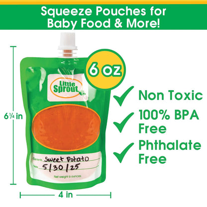 Disposable Baby Food Pouches (24ct) - Make Your Own 6 Ounce Squeezies - Works with all Fill Stations including Infantino