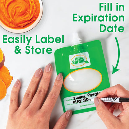 Disposable Baby Food Pouches (24ct) - Make Your Own 6 Ounce Squeezies - Works with all Fill Stations including Infantino