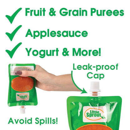 Disposable Baby Food Pouches (24ct) - Make Your Own 6 Ounce Squeezies - Works with all Fill Stations including Infantino