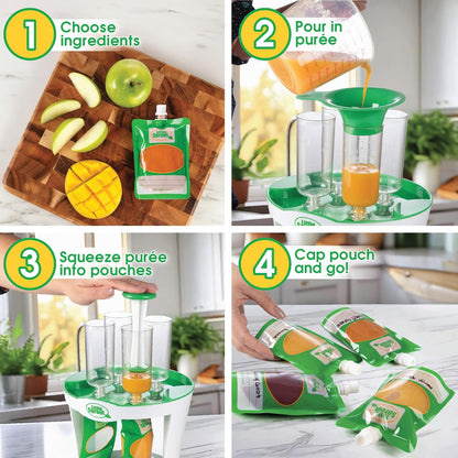Disposable Baby Food Pouches (24ct) - Make Your Own 6 Ounce Squeezies - Works with all Fill Stations including Infantino