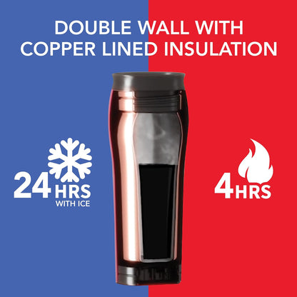 The Untippable Mug | Grips When Hit, Lifts for Sips | Insulated Stainless Steel Tumbler | Cupholder Friendly | Gifts for Women Men All | Leakproof | 4 Hours Hot/ 24 Cold | 12oz Black