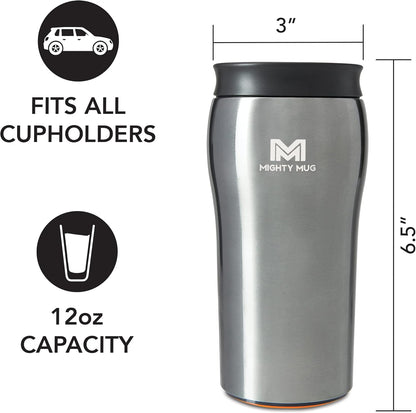 The Untippable Mug | Grips When Hit, Lifts for Sips | Insulated Stainless Steel Tumbler | Cupholder Friendly | Gifts for Women Men All | Leakproof | 4 Hours Hot/ 24 Cold | 12oz Black