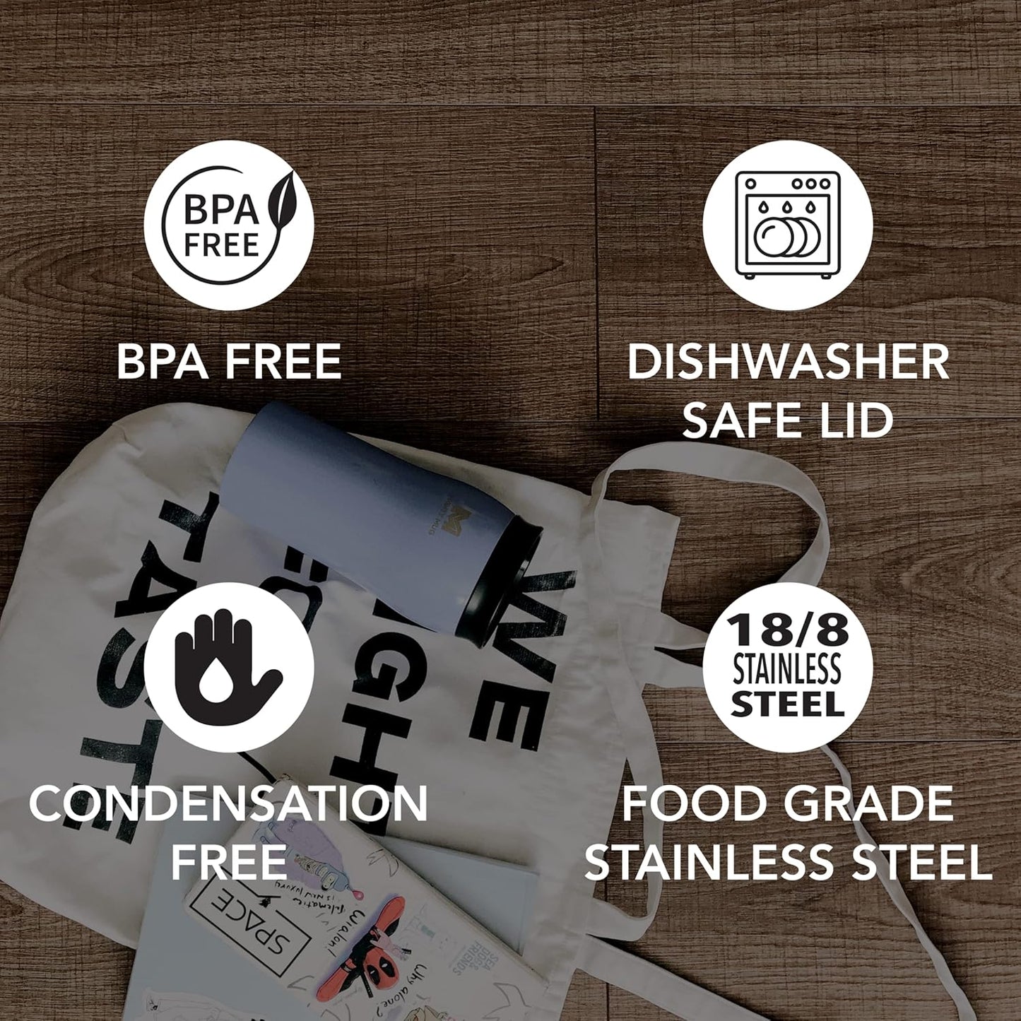 The Untippable Mug | Grips When Hit, Lifts for Sips | Insulated Stainless Steel Tumbler | Cupholder Friendly | Gifts for Women Men All | Leakproof | 4 Hours Hot/ 24 Cold | 12oz Black
