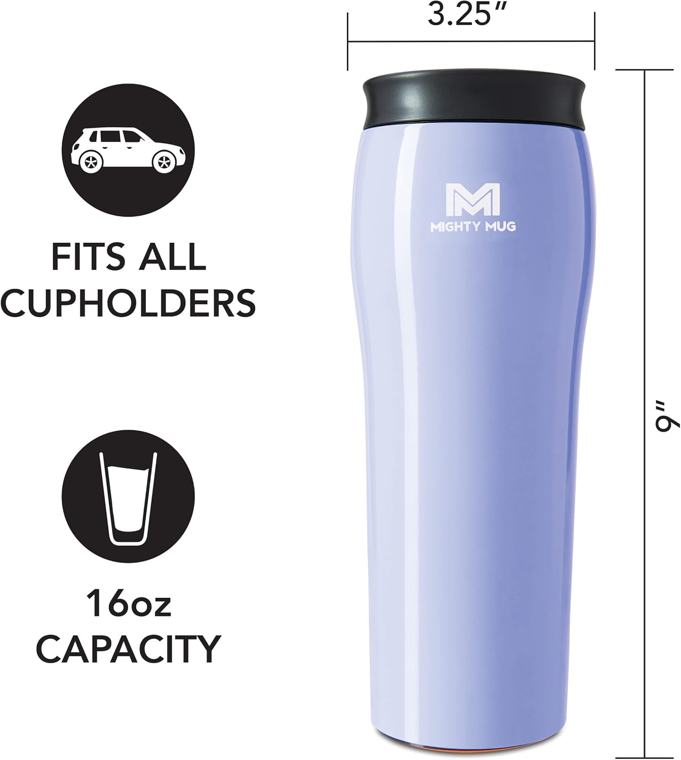 The Untippable Mug | Grips When Hit, Lifts for Sips | Insulated Stainless Steel Tumbler | Cupholder Friendly | Gifts for Women Men All | Leakproof | 4 Hours Hot/ 24 Cold | 12oz Black