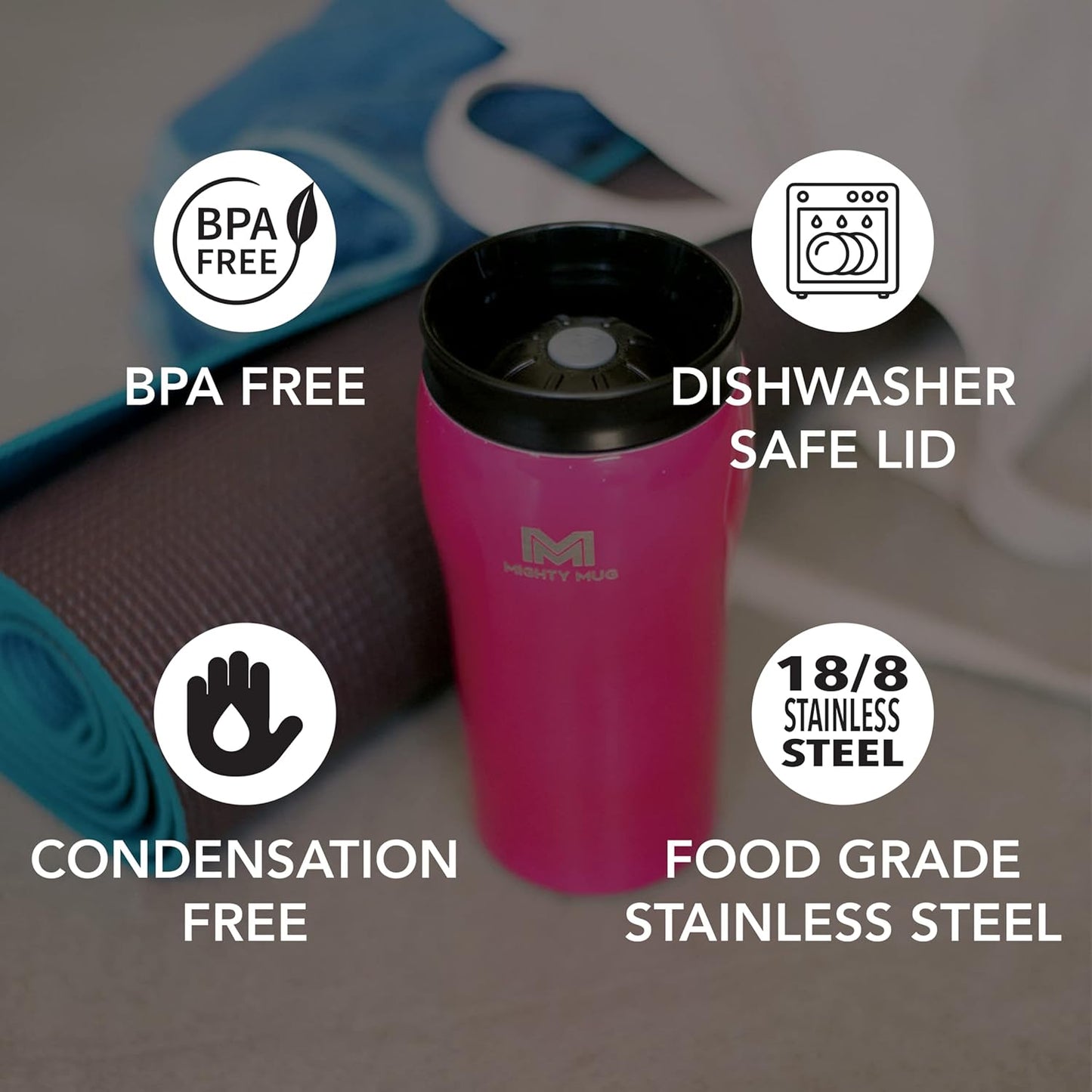 The Untippable Mug | Grips When Hit, Lifts for Sips | Insulated Stainless Steel Tumbler | Cupholder Friendly | Gifts for Women Men All | Leakproof | 4 Hours Hot/ 24 Cold | 12oz Black