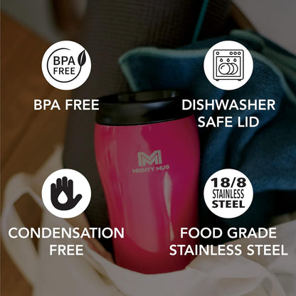 The Untippable Mug | Grips When Hit, Lifts for Sips | Insulated Stainless Steel Tumbler | Cupholder Friendly | Gifts for Women Men All | Leakproof | 4 Hours Hot/ 24 Cold | 12oz Black