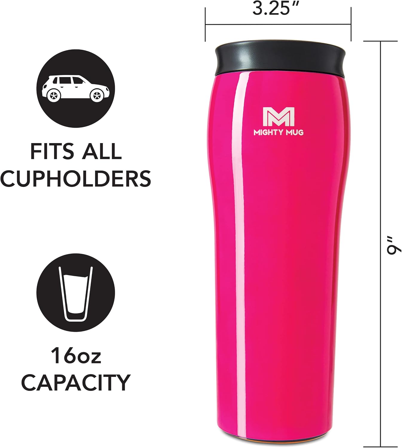 The Untippable Mug | Grips When Hit, Lifts for Sips | Insulated Stainless Steel Tumbler | Cupholder Friendly | Gifts for Women Men All | Leakproof | 4 Hours Hot/ 24 Cold | 12oz Black