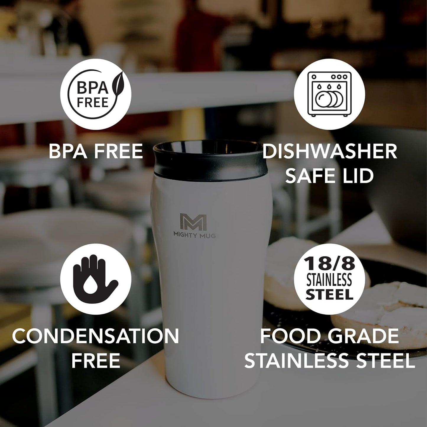 The Untippable Mug | Grips When Hit, Lifts for Sips | Insulated Stainless Steel Tumbler | Cupholder Friendly | Gifts for Women Men All | Leakproof | 4 Hours Hot/ 24 Cold | 12oz Black