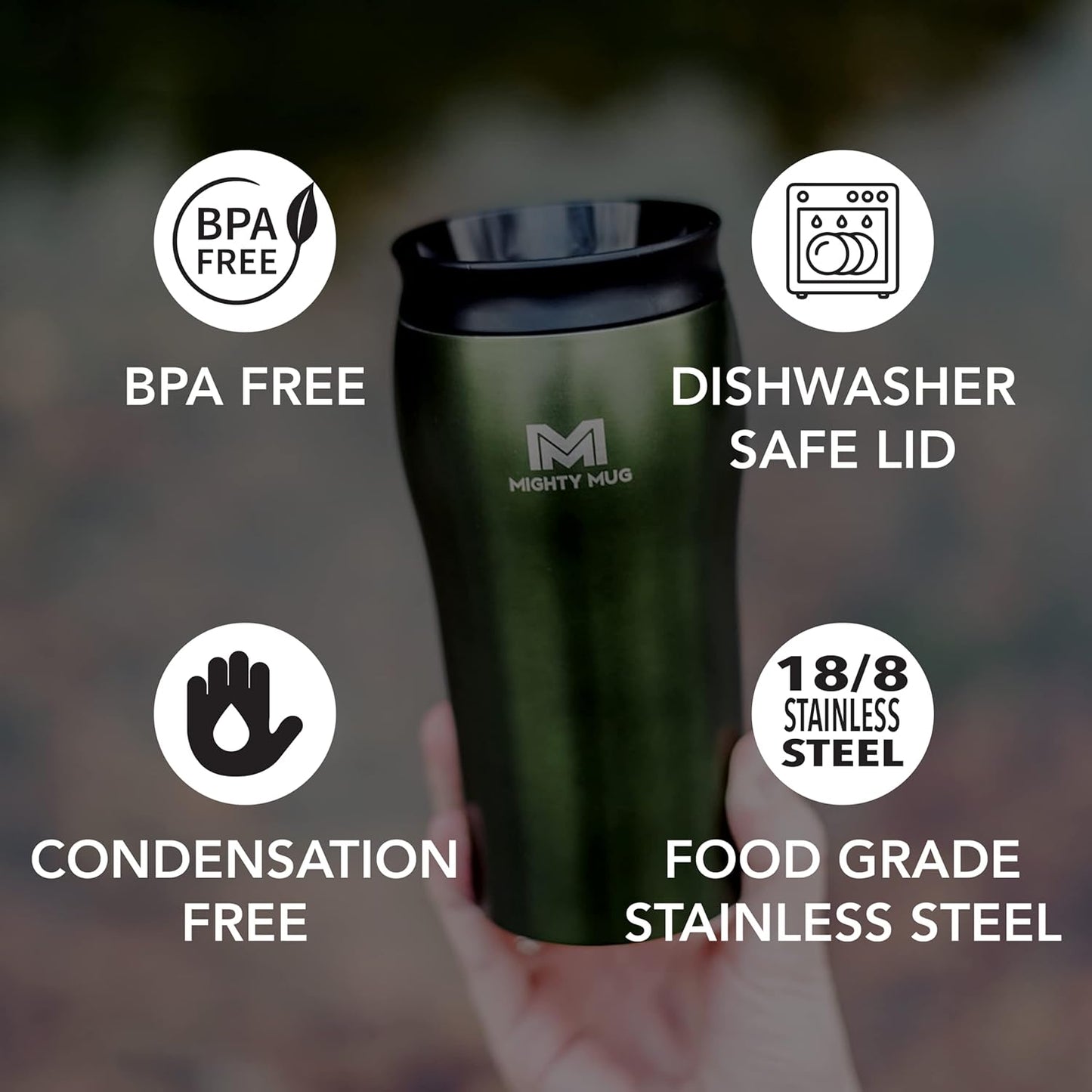 The Untippable Mug | Grips When Hit, Lifts for Sips | Insulated Stainless Steel Tumbler | Cupholder Friendly | Gifts for Women Men All | Leakproof | 4 Hours Hot/ 24 Cold | 12oz Black