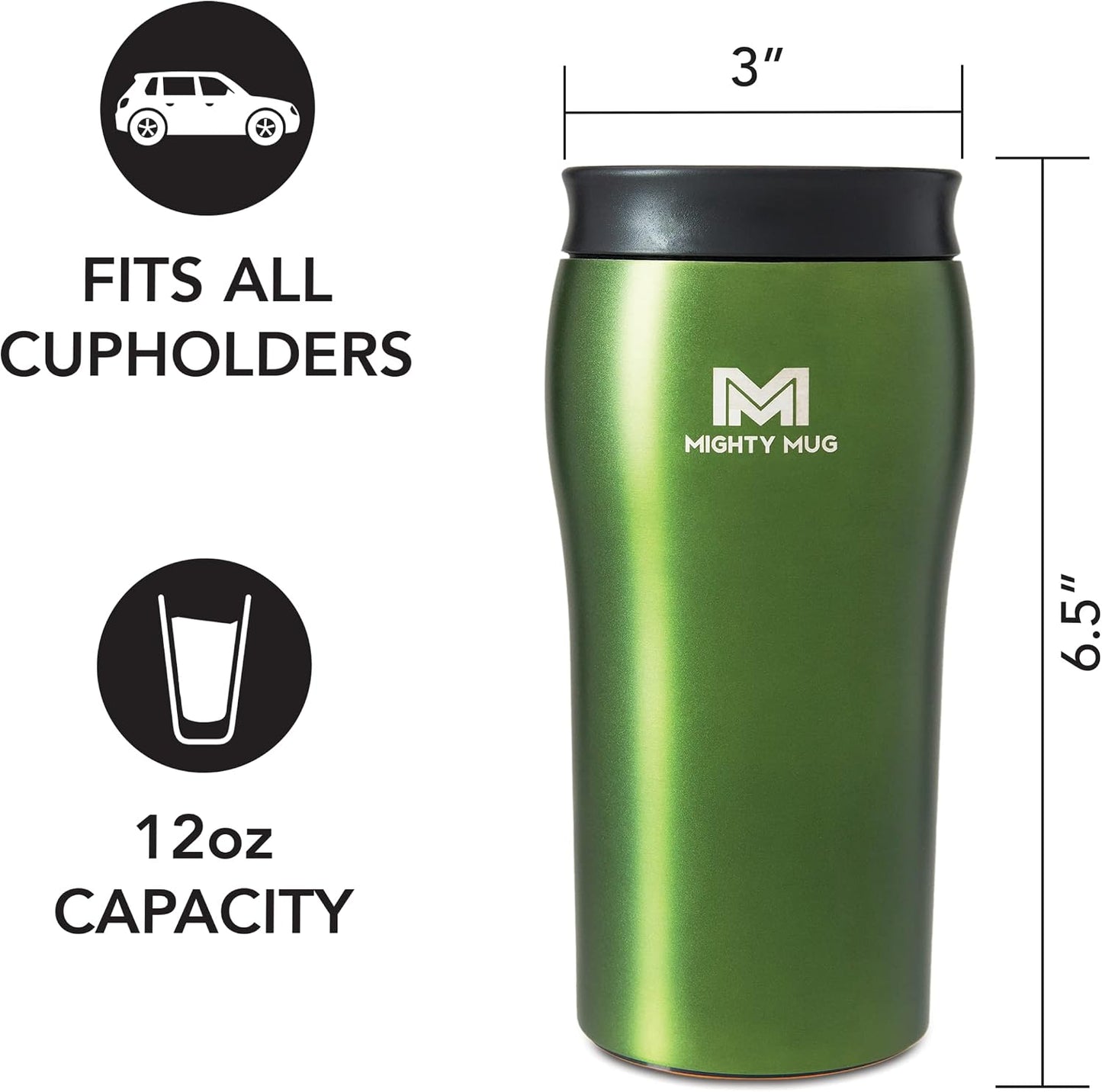 The Untippable Mug | Grips When Hit, Lifts for Sips | Insulated Stainless Steel Tumbler | Cupholder Friendly | Gifts for Women Men All | Leakproof | 4 Hours Hot/ 24 Cold | 12oz Black