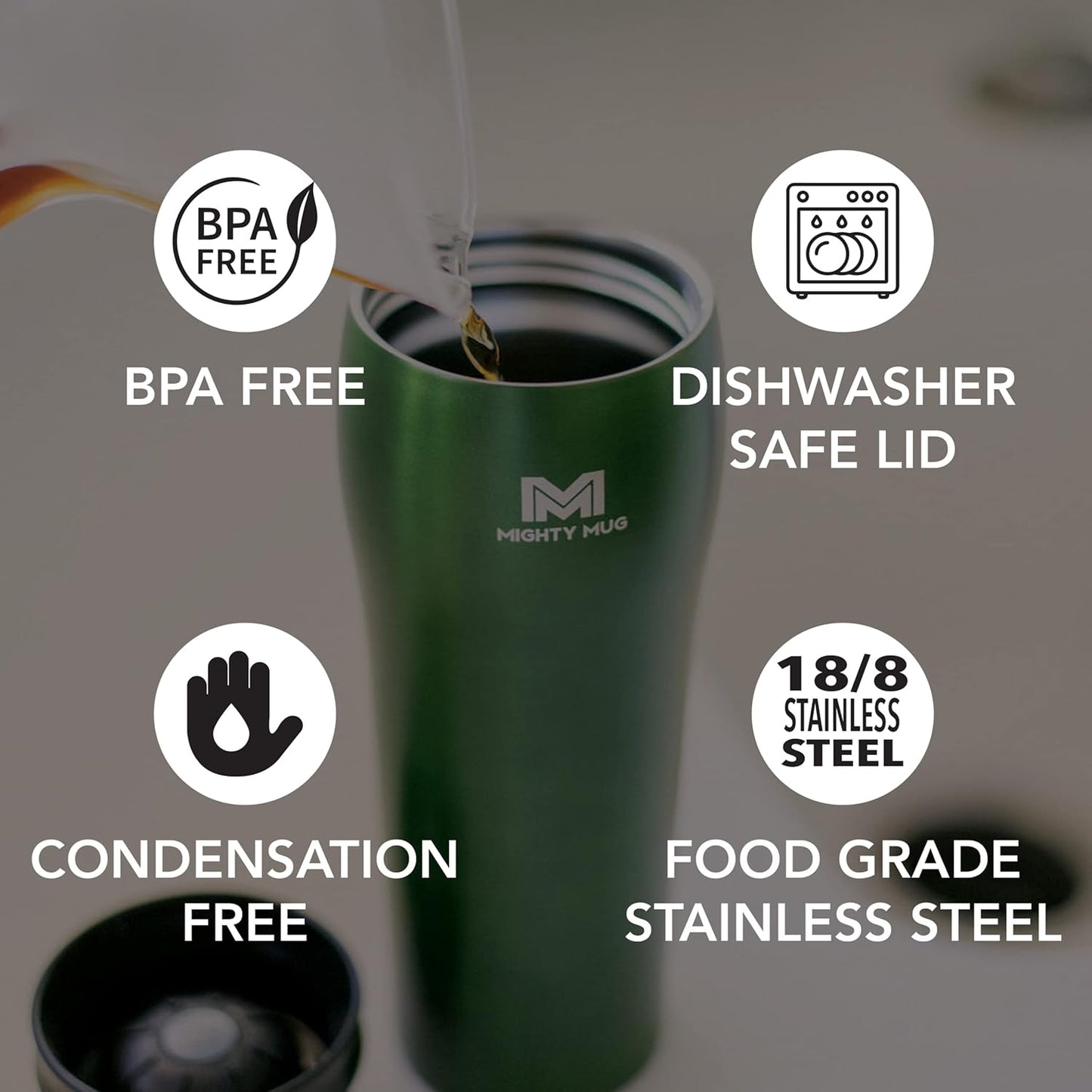 The Untippable Mug | Grips When Hit, Lifts for Sips | Insulated Stainless Steel Tumbler | Cupholder Friendly | Gifts for Women Men All | Leakproof | 4 Hours Hot/ 24 Cold | 12oz Black