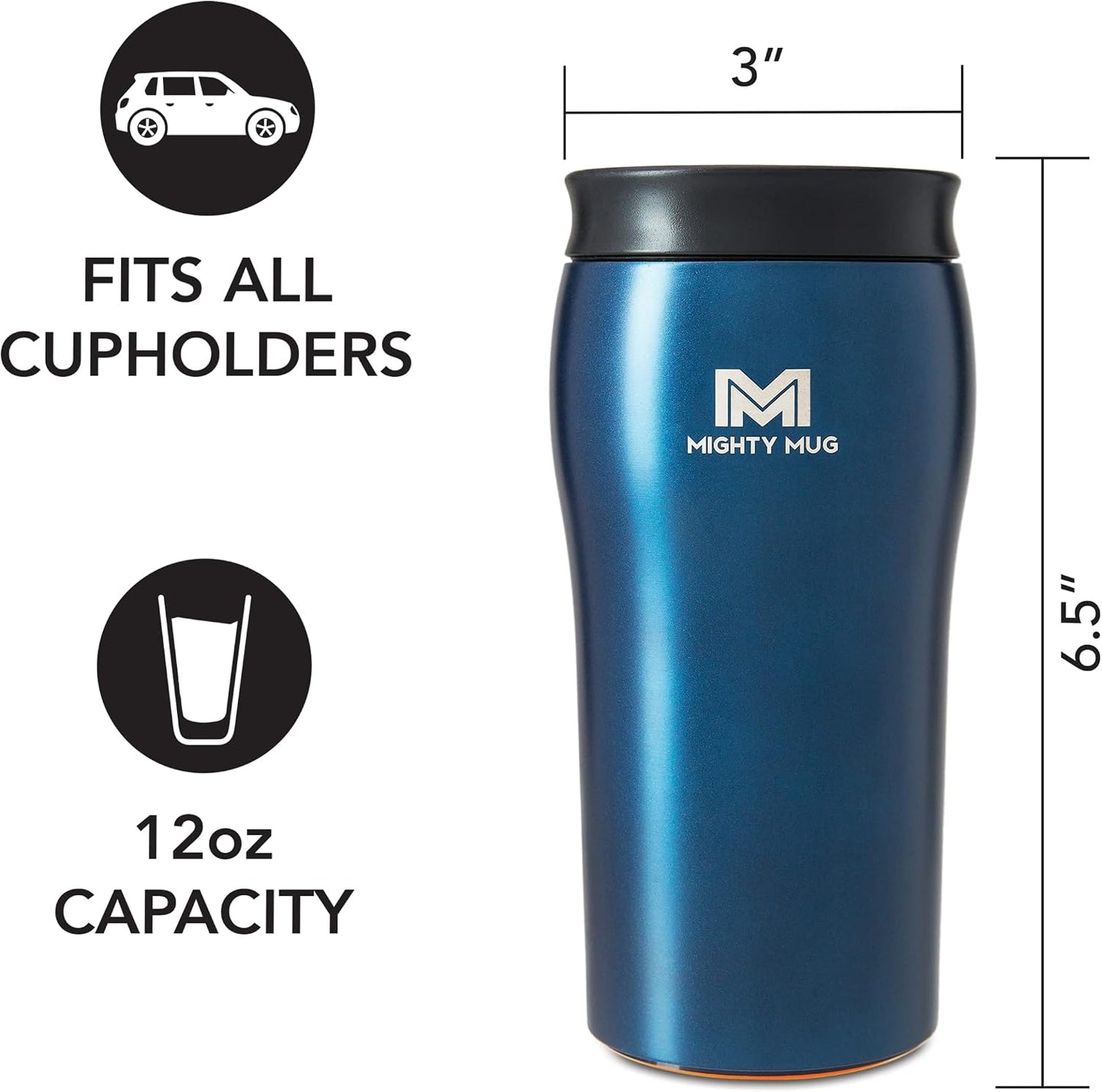 The Untippable Mug | Grips When Hit, Lifts for Sips | Insulated Stainless Steel Tumbler | Cupholder Friendly | Gifts for Women Men All | Leakproof | 4 Hours Hot/ 24 Cold | 12oz Black
