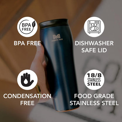 The Untippable Mug | Grips When Hit, Lifts for Sips | Insulated Stainless Steel Tumbler | Cupholder Friendly | Gifts for Women Men All | Leakproof | 4 Hours Hot/ 24 Cold | 12oz Black