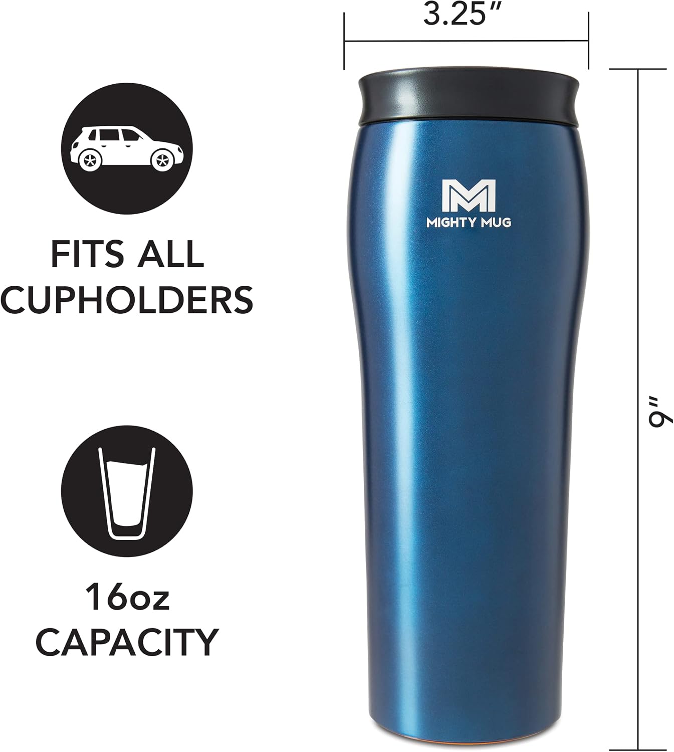 The Untippable Mug | Grips When Hit, Lifts for Sips | Insulated Stainless Steel Tumbler | Cupholder Friendly | Gifts for Women Men All | Leakproof | 4 Hours Hot/ 24 Cold | 12oz Black