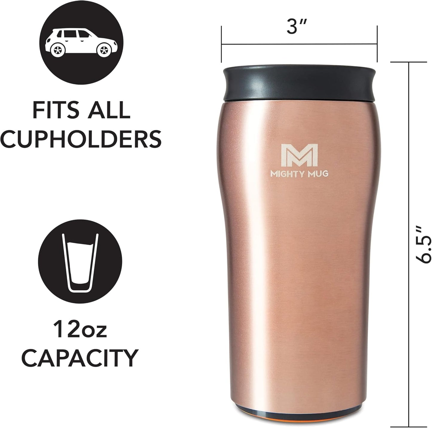 The Untippable Mug | Grips When Hit, Lifts for Sips | Insulated Stainless Steel Tumbler | Cupholder Friendly | Gifts for Women Men All | Leakproof | 4 Hours Hot/ 24 Cold | 12oz Black