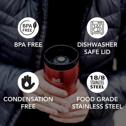 The Untippable Mug | Grips When Hit, Lifts for Sips | Insulated Stainless Steel Tumbler | Cupholder Friendly | Gifts for Women Men All | Leakproof | 4 Hours Hot/ 24 Cold | 12oz Black