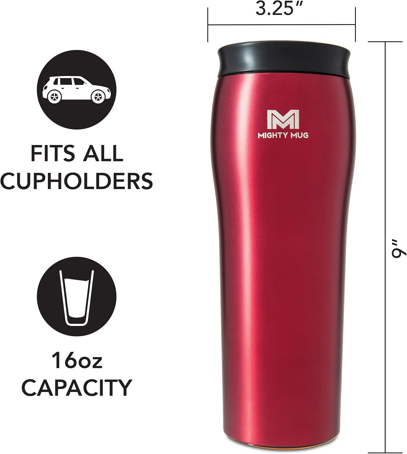 The Untippable Mug | Grips When Hit, Lifts for Sips | Insulated Stainless Steel Tumbler | Cupholder Friendly | Gifts for Women Men All | Leakproof | 4 Hours Hot/ 24 Cold | 12oz Black