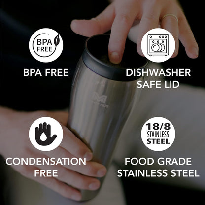The Untippable Mug | Grips When Hit, Lifts for Sips | Insulated Stainless Steel Tumbler | Cupholder Friendly | Gifts for Women Men All | Leakproof | 4 Hours Hot/ 24 Cold | 12oz Black