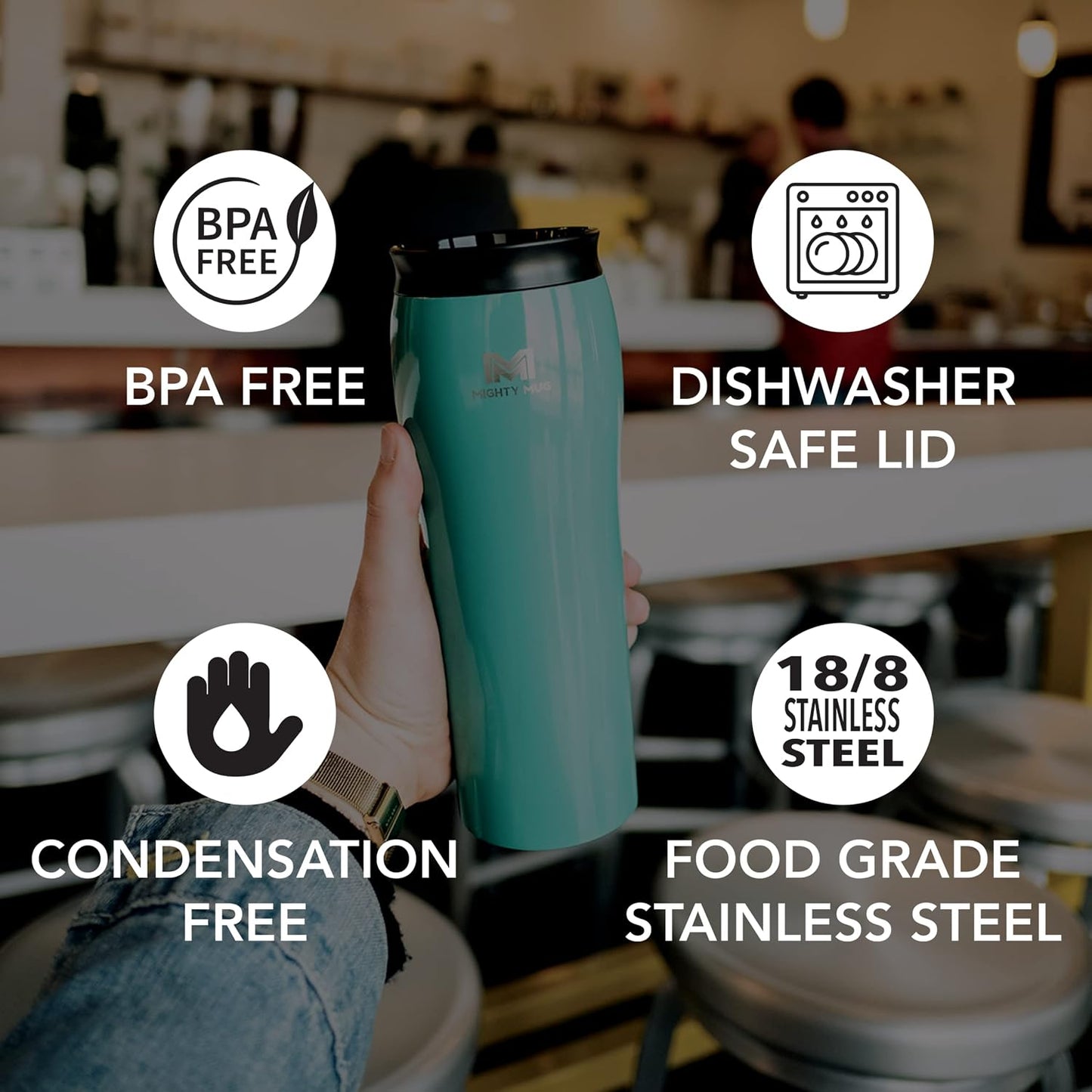 The Untippable Mug | Grips When Hit, Lifts for Sips | Insulated Stainless Steel Tumbler | Cupholder Friendly | Gifts for Women Men All | Leakproof | 4 Hours Hot/ 24 Cold | 12oz Black