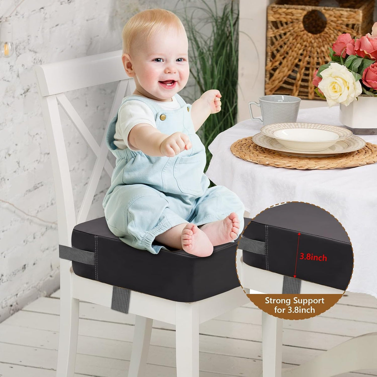 Toddler Booster Seat for Kitchen Chair, Waterproof PU Chair Cushion