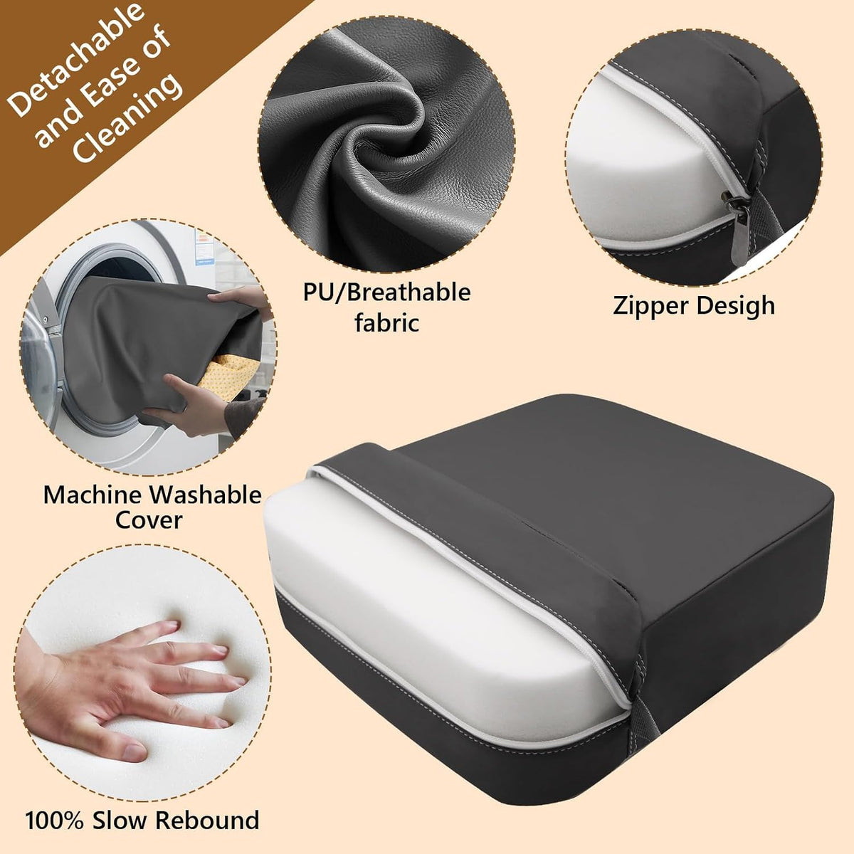 Toddler Booster Seat for Kitchen Chair, Waterproof PU Chair Cushion