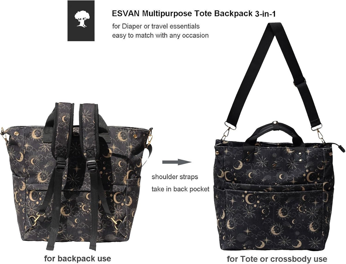 Diaper Backpack Totepack Crossbody 3 in 1 Laptop Tote with Insulated Pocket