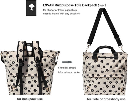 Diaper Backpack Totepack Crossbody 3 in 1 Laptop Tote with Insulated Pocket