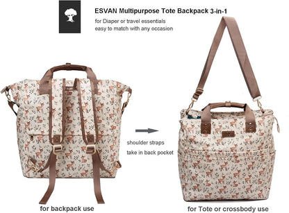 Diaper Backpack Totepack Crossbody 3 in 1 Laptop Tote with Insulated Pocket
