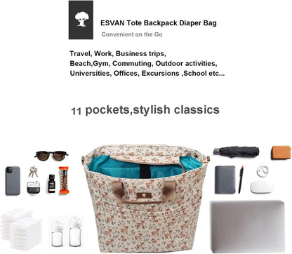 Diaper Backpack Totepack Crossbody 3 in 1 Laptop Tote with Insulated Pocket