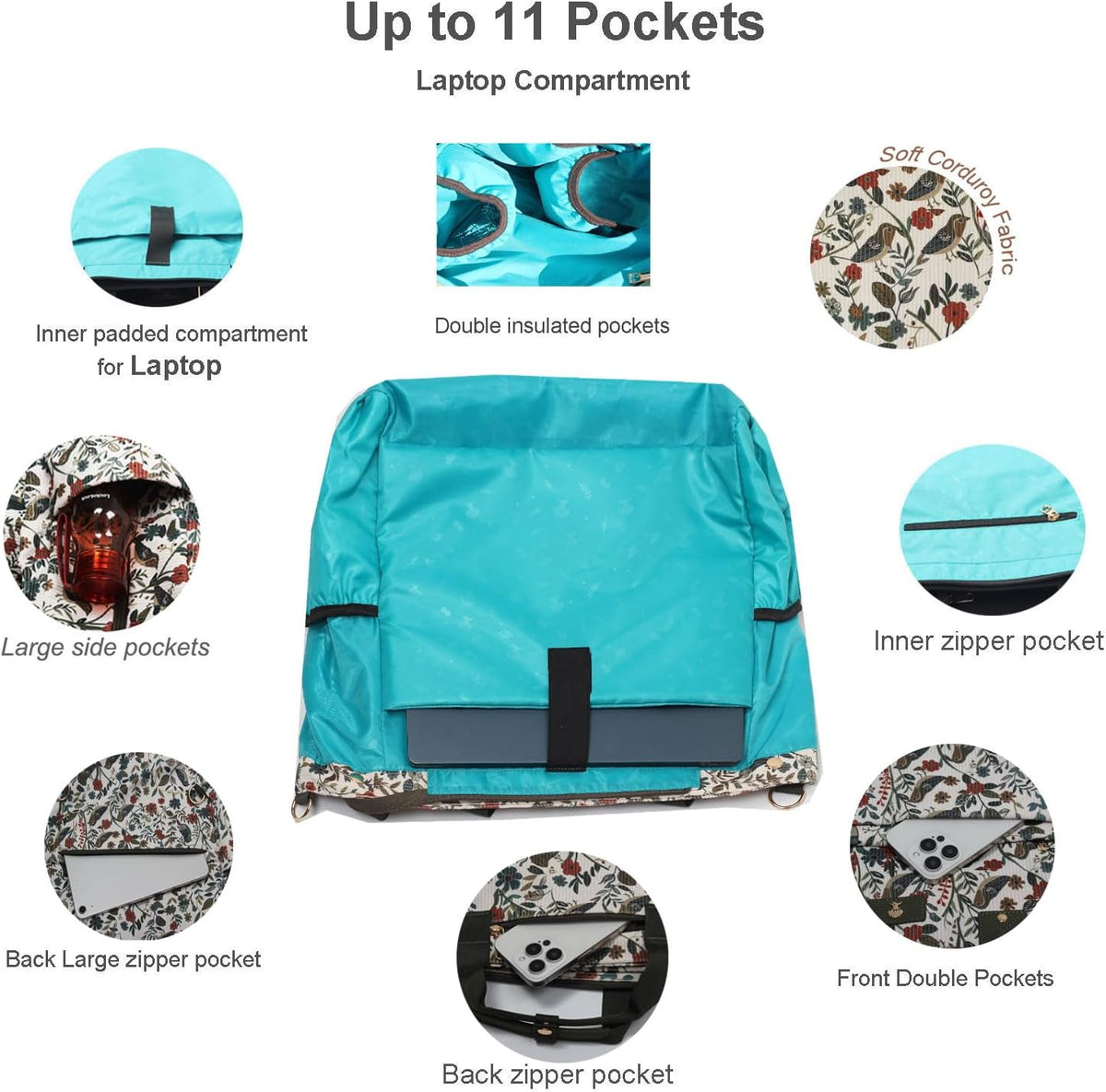 Diaper Backpack Totepack Crossbody 3 in 1 Laptop Tote with Insulated Pocket