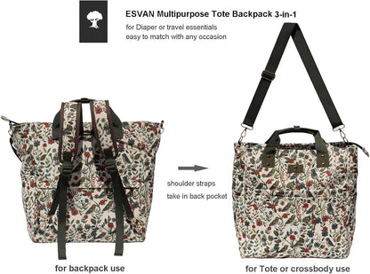 Diaper Backpack Totepack Crossbody 3 in 1 Laptop Tote with Insulated Pocket