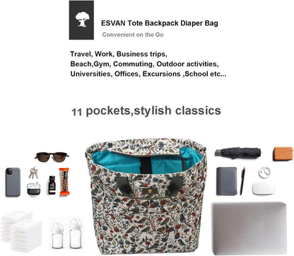 Diaper Backpack Totepack Crossbody 3 in 1 Laptop Tote with Insulated Pocket