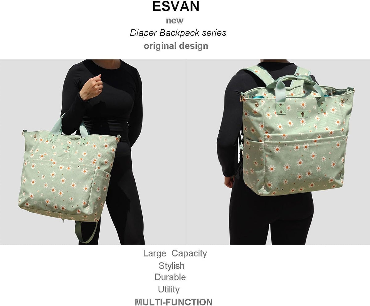 Diaper Backpack Totepack Crossbody 3 in 1 Laptop Tote with Insulated Pocket