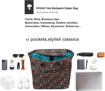 Diaper Backpack Totepack Crossbody 3 in 1 Laptop Tote with Insulated Pocket