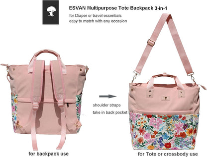 Diaper Backpack Totepack Crossbody 3 in 1 Laptop Tote with Insulated Pocket
