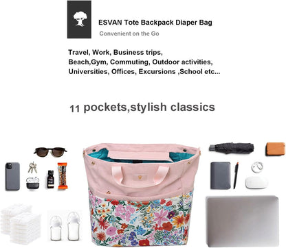 Diaper Backpack Totepack Crossbody 3 in 1 Laptop Tote with Insulated Pocket
