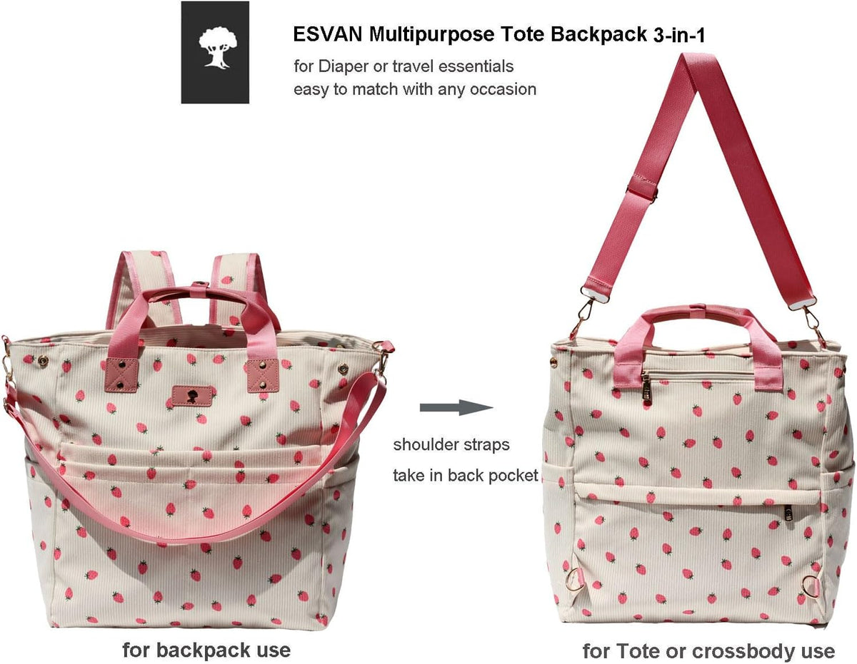 Diaper Backpack Totepack Crossbody 3 in 1 Laptop Tote with Insulated Pocket