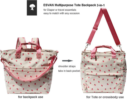 Diaper Backpack Totepack Crossbody 3 in 1 Laptop Tote with Insulated Pocket