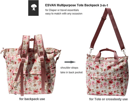 Diaper Backpack Totepack Crossbody 3 in 1 Laptop Tote with Insulated Pocket