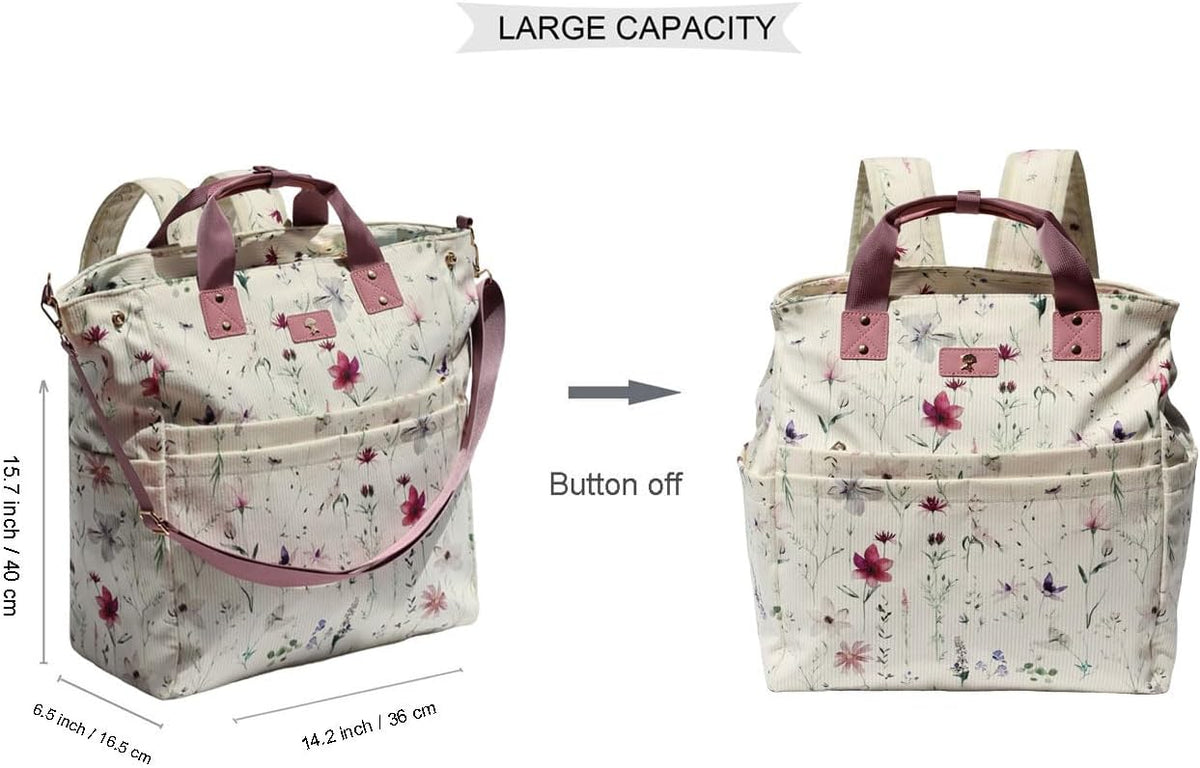 Diaper Backpack Totepack Crossbody 3 in 1 Laptop Tote with Insulated Pocket