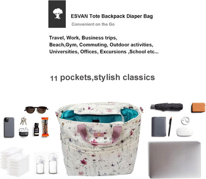 Diaper Backpack Totepack Crossbody 3 in 1 Laptop Tote with Insulated Pocket