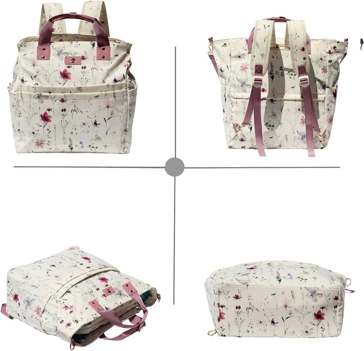 Diaper Backpack Totepack Crossbody 3 in 1 Laptop Tote with Insulated Pocket