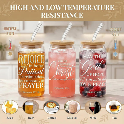 Glass Cups with Lids and Straws, 6Pcs, 16oz, Inspirational Awesome | Thank You For Being Cute Coquette Drinking Glasses Straws Tumbler for Women Girls Friend Bridesmaid Birthday Party Gifts