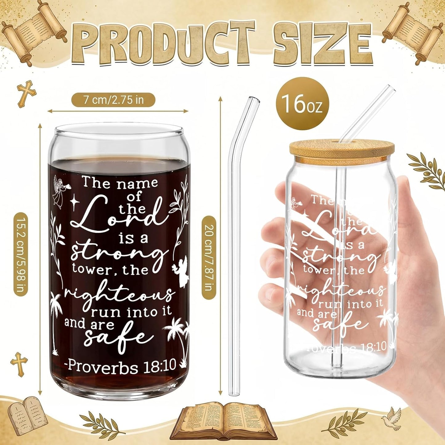 Glass Cups with Lids and Straws, 6Pcs, 16oz, Inspirational Awesome | Thank You For Being Cute Coquette Drinking Glasses Straws Tumbler for Women Girls Friend Bridesmaid Birthday Party Gifts