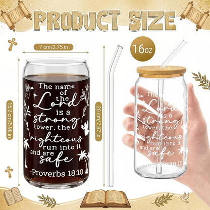 Glass Cups with Lids and Straws, 6Pcs, 16oz, Inspirational Awesome | Thank You For Being Cute Coquette Drinking Glasses Straws Tumbler for Women Girls Friend Bridesmaid Birthday Party Gifts